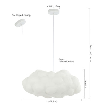 Zephyr 23" Modern Contemporary Silk LED Cloud Pendant - JONATHAN Y